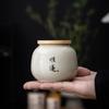 Ru Kiln Calligraphy Tea Canister Ceramic Mini Small Sealed Jar Pu'er Red Green Tea Storage Tea Powder Canister Dried Fruit Moist