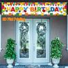 Happy Birthday Building Block Banner, Colorful Balloons & Confetti Design, Durable Polyester Outdoor Indoor Garden Porch Fence Decoration
