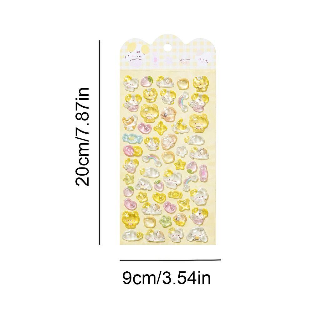 Embossed Animal 3D Crystal Sticker Melody DIY Crafts 3D Relief Stiers Drop Particle Decal PVC Cartoon Animal Sticker