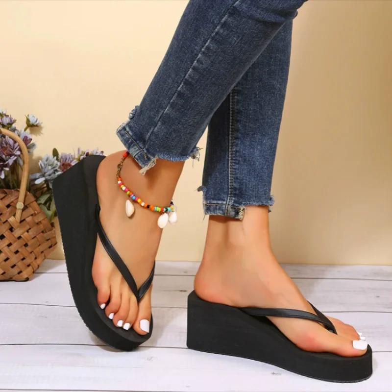 Тапочки Летняя обувь Женские босоножки на танкетке Шлепанцы Пляжные домашние тапочки Женские шлепанцы Тапочки с эффектом памяти Zapatos De Mujer