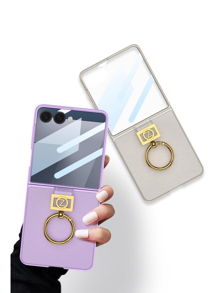 Ультратонкий складной чехол из ПУ-кожи Samsung Z Flip7 с кольцом-застежкой