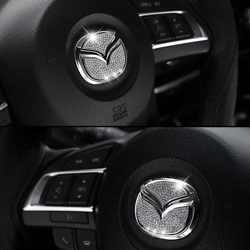 Для автомобиля Mazda Наклейка с бриллиантовым гербом на руль для Mazda 3 6 2 CX-3 CX-4 CX5 CX9 CX3 CX4 CX-5 CX-9 2015-2020 Аксессуары для интерьера