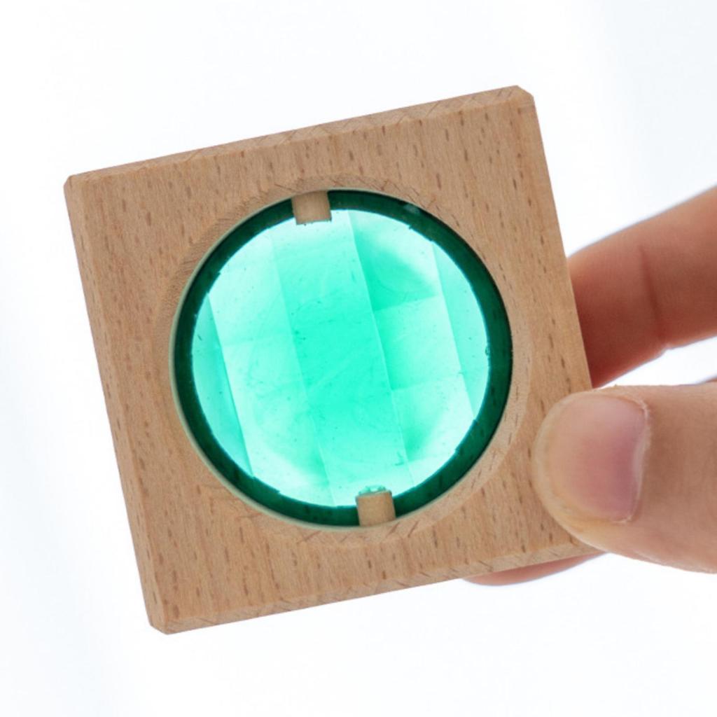 25 Pieces Wooden Blocks with Crystals Faceted Toy Rainbow Luminous Table,