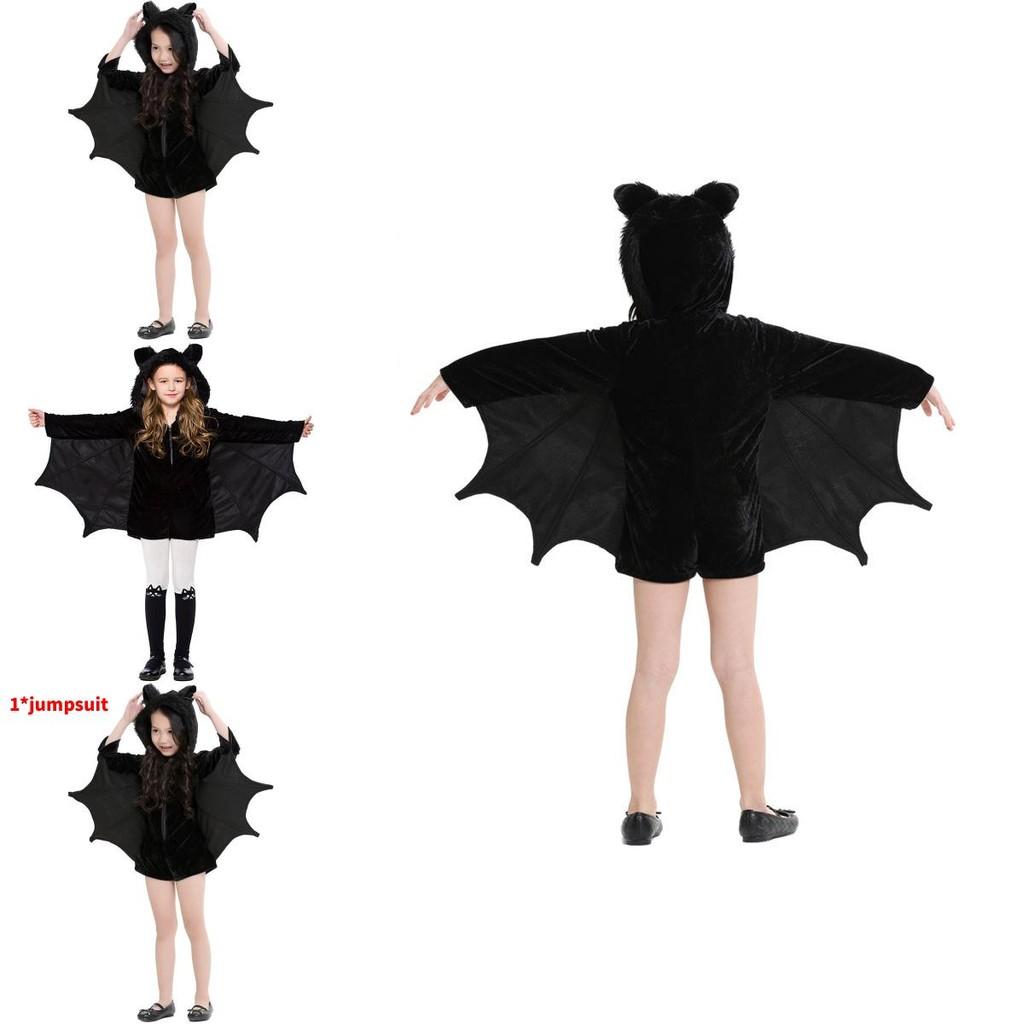 Girls Bat Cosplay Costume With Spandex Blend For Halloween Kids Party Or Stage Shows