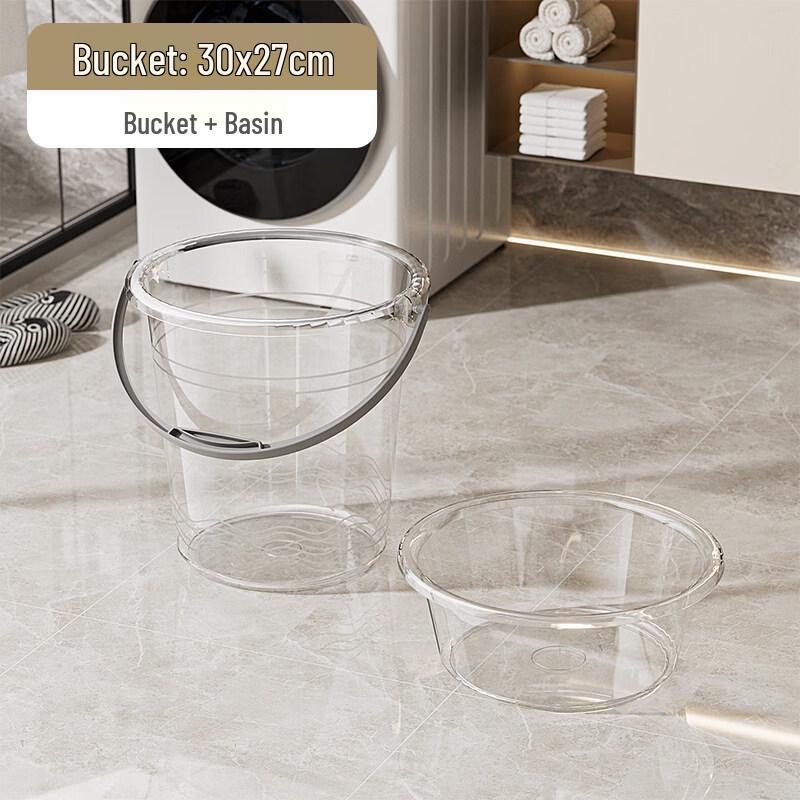 Transparent Portable Plastic Water Bucket Set