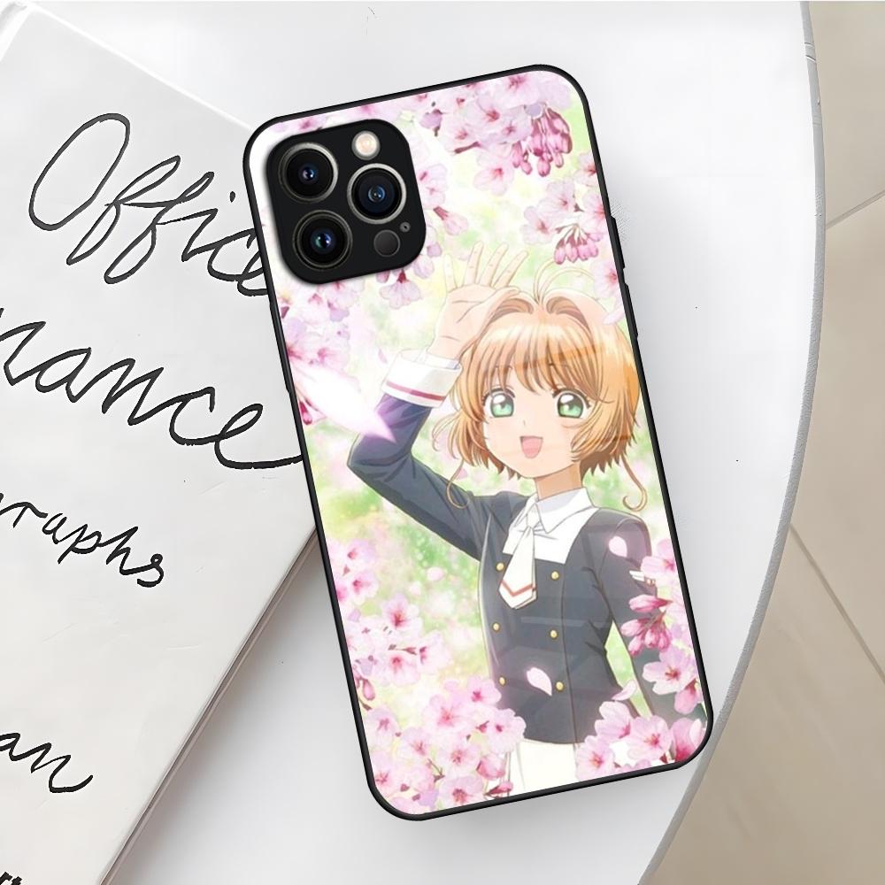 Чехол для телефона 'Card Captor Sakura' из аниме для iPhone 16 15 14 12 11 13 Pro Max Mini X Xr Xs Se 8 Puls Стеклянный Чехол