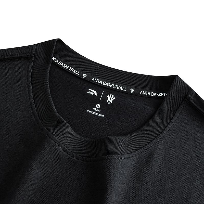 Anta Kyrie Series Basketball Comfortable Casual Simple Round Neck Pullover Loose Short Sleeve T-Shirt Unisex Tops Basic-Black 172531111-4
