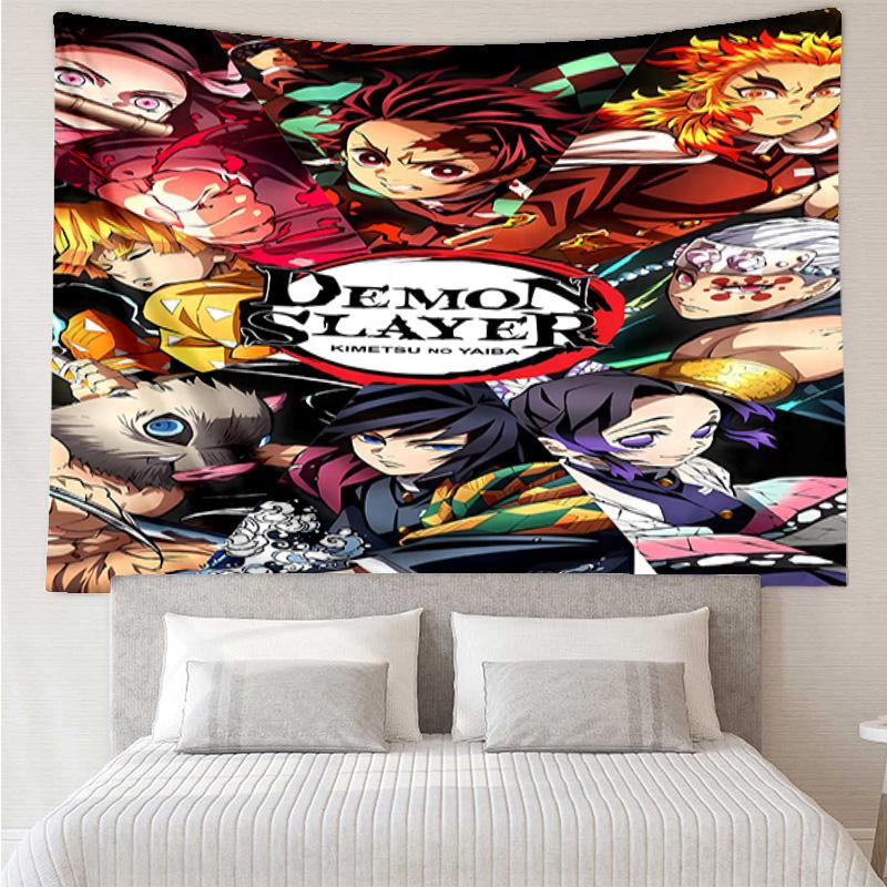 Demon Slayer characters1 Tapestry for Bedroom Aesthetic Classroom Tapestries Wall Hanging for Living Room Dorm Office,Ideal Creative Gift