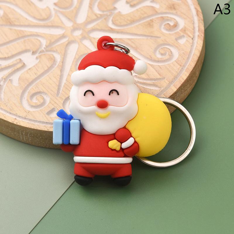 Christmas Series Santa Claus Christmas Tree Key Chains For Backpacks Pendant Cute Elk Doll Key Ring For Kids Friends Gift