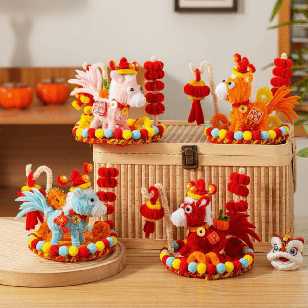 Ручная работа Лошадка Подвеска на стол Мультяшная Милая Креативная DIY Палочка-твистер Незаконченный DIY Набор материалов Украшение Лошадь на Новый год по лунному календарю