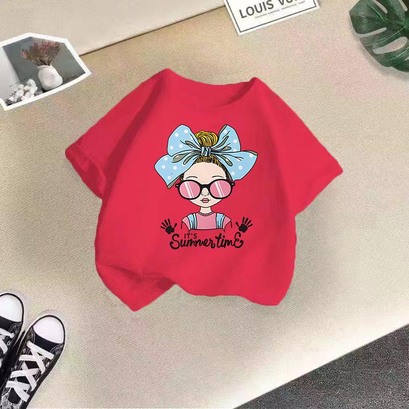 Унисекс летняя хлопковая футболка для детей 2024 – Модная с коротким рукавом и круглым вырезом для мальчиков и девочек