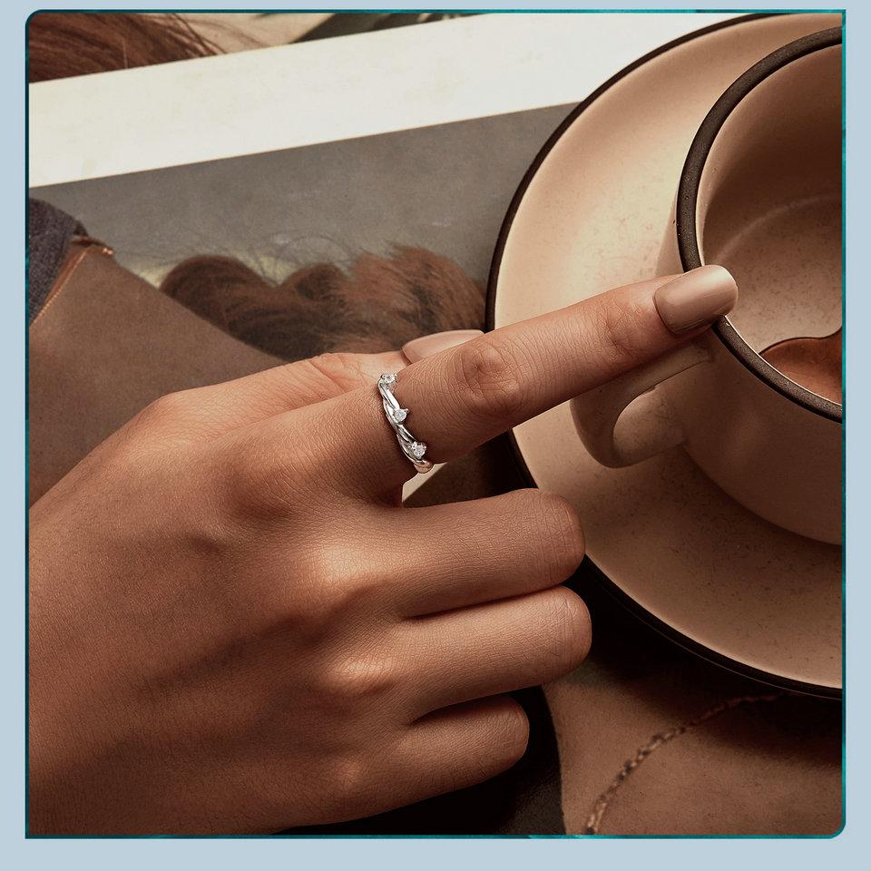 BAMOER 925 Sterling Silver Simple Twisted Ring Fashion Everyday Wear For Women Birthday Gifts Fine Jewelry