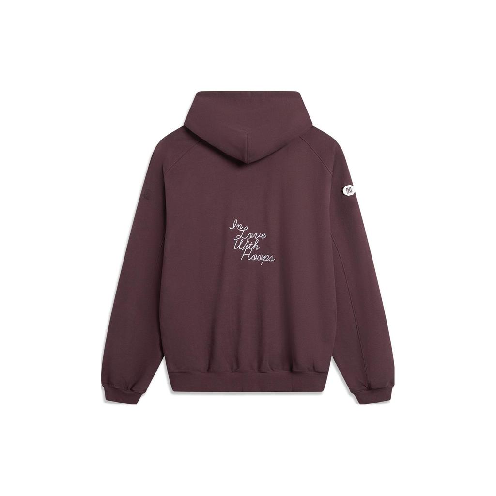 Толстовка с капюшоном Li Ning Badfive Series Letter Print American Vintage Unisex Deep-Red AWDTC91-1