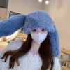 Soft Plush Long Rabbit Ear Beanies Cap Women Girl Cute Cartoon Ear Protection Hat Winter Thicken Warm Pullover Cap Bonnets