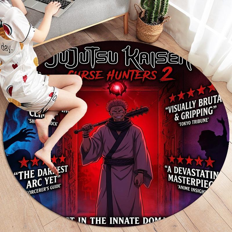 Ковер с круглым ворсом Jujutsu Kaisen Ковер для гостиной, спальни, дивана, игровой комнаты Декор Нескользящий коврик для пола