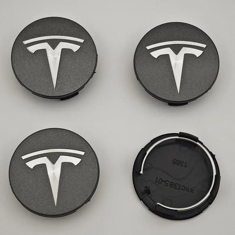 Автомобильная наклейка Tesla 4 шт./комплект ABS 56 мм Оригинальные колпачки центральных отверстий колес Tesla Логотип Эмблема Для дисков Tesla Model 3 Y S X Колпачки ступиц