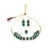 Green Beads Ethnic Choker Necklace Earring & Ring Set For Women