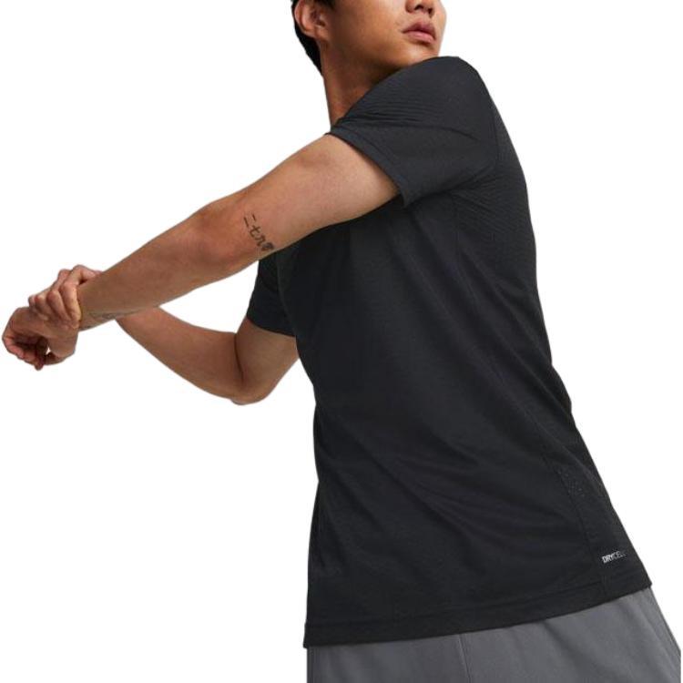 PUMA T Shirts Men's Black Crew Neck Moderate Straight Fit 523002-01