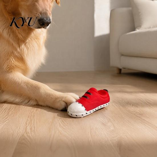 Cute Cartoon Puppy Toys for Fetch Shoe Squeaky Dog Toy, Funny Sneaker Shape Chew Toy Bite Resistant Energy Release Small Medium Dogs, Durable