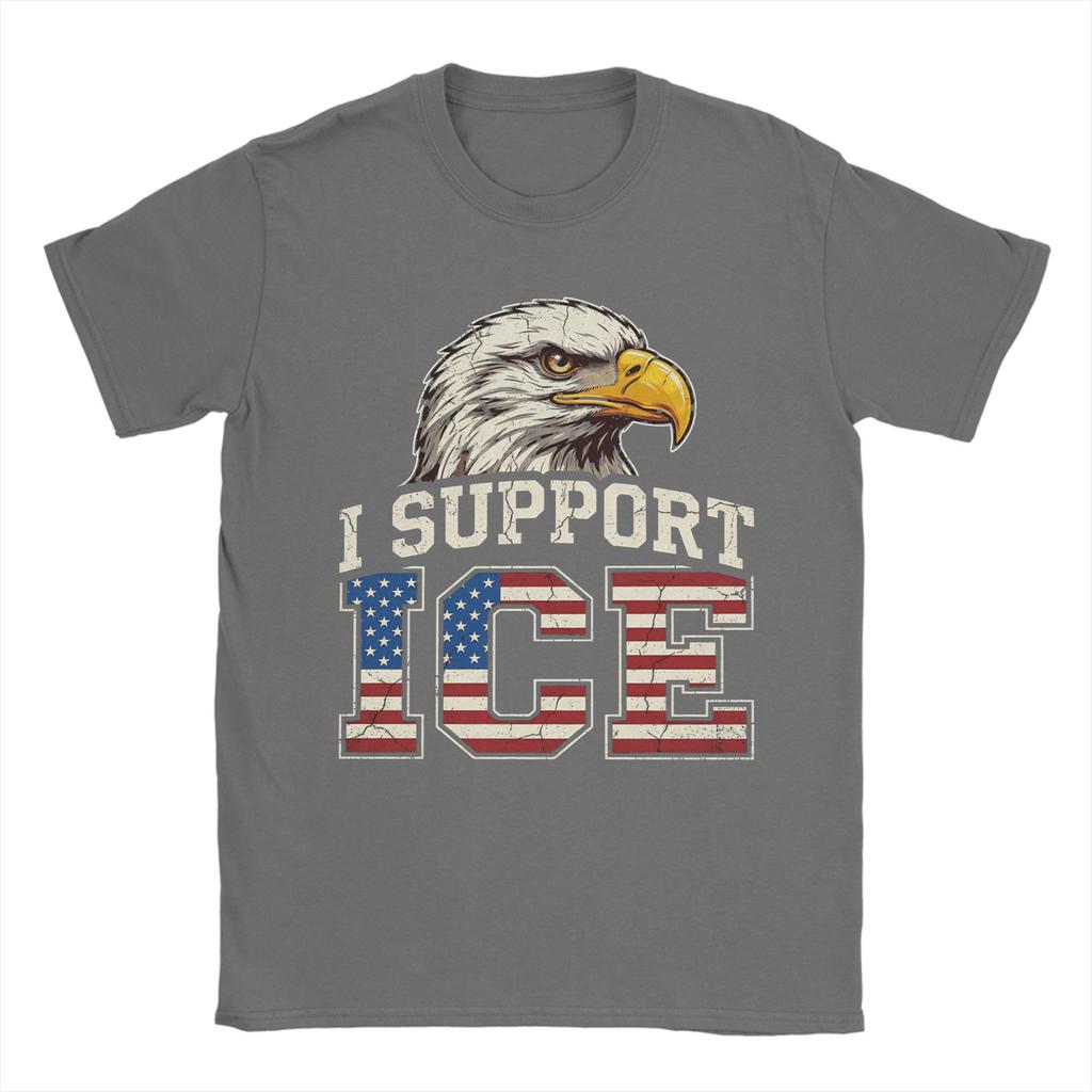 Vintage Support ICE Vintage Distressed American Eagle TShirts Unisex Cotton T Shirts Short Sleeve Tee Shirt Graphic Printed Tops