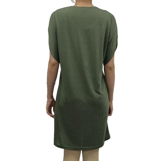 Женское платье с v-образным вырезом, плиссированное, с рукавами «летучая мышь», однотонное, свободное, мягкое, дышащее, мини-платье выше колена для поездок на работу