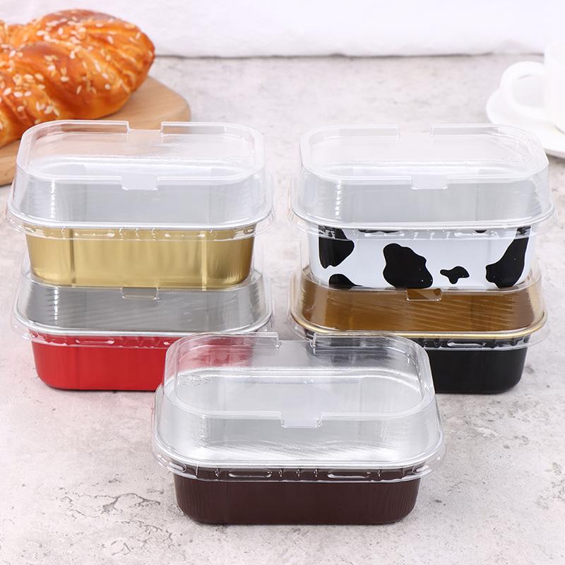 10шт прямоугольные формы для выпечки из алюминиевой фольги с крышкой, инструменты для выпечки