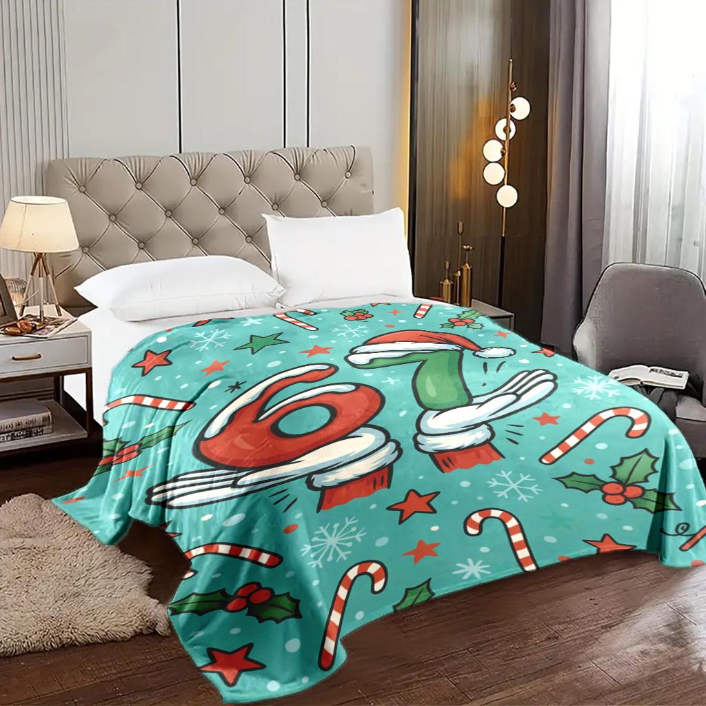 Retro-style 67 number printed soft and warm blanket - suitable for Christmas gifts, camping, traveling, car use, and office use