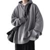 Men's Plus Size Hooded Sweater - Solid Color, Retro Style, Loose Knitwear for Autumn/Winter