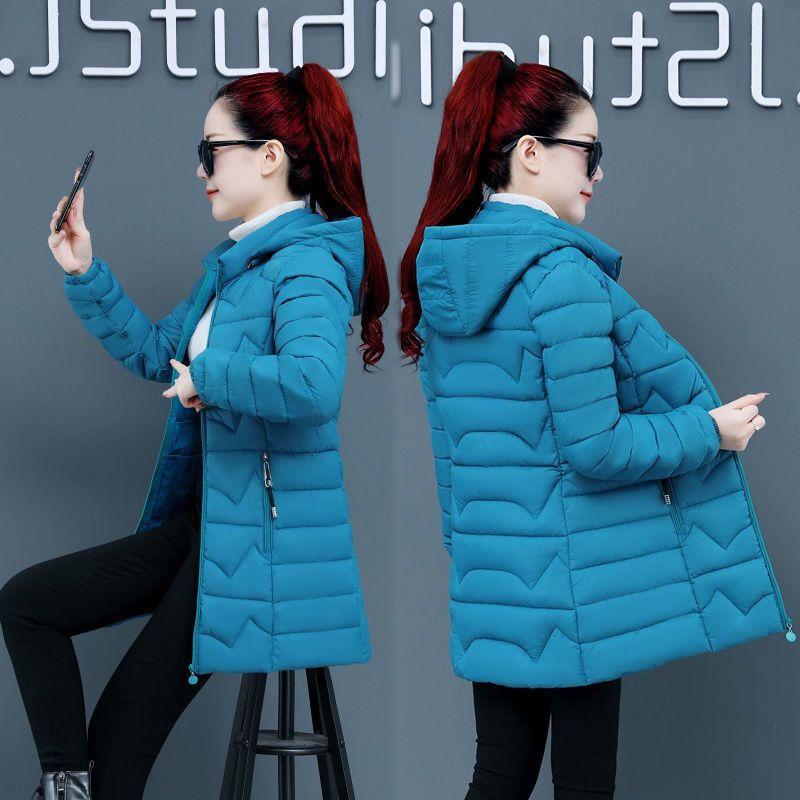 Winter Light and Thin Cotton Clothes Women's New Versatile Slim Fit Cotton Coat Mid Length Cotton Coat Fashionable and Fashionable Hooded Coat