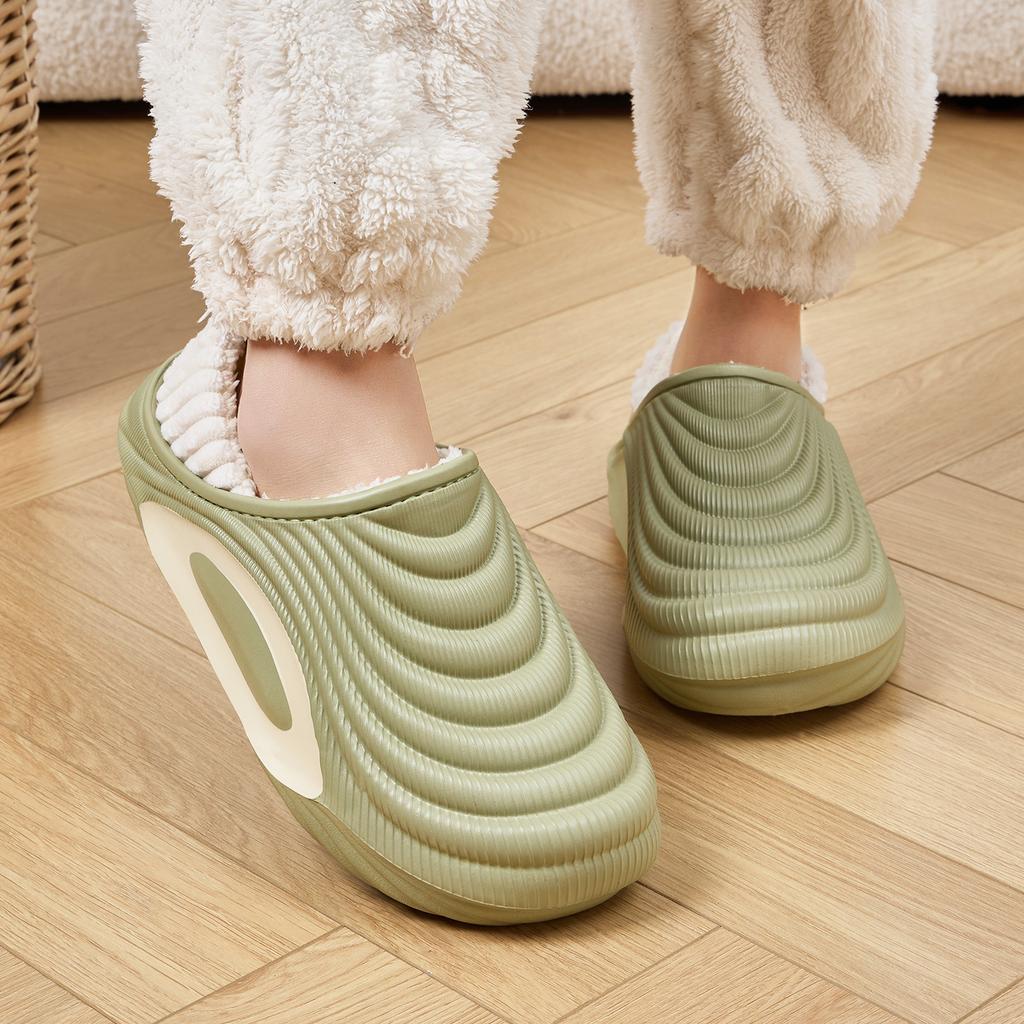 Platform Women Cotton Slippers Plush Warm Thick Bottom Slides Breathable Soft Non-slip Slippers Indoor Outdoor Men Cotton Slippers