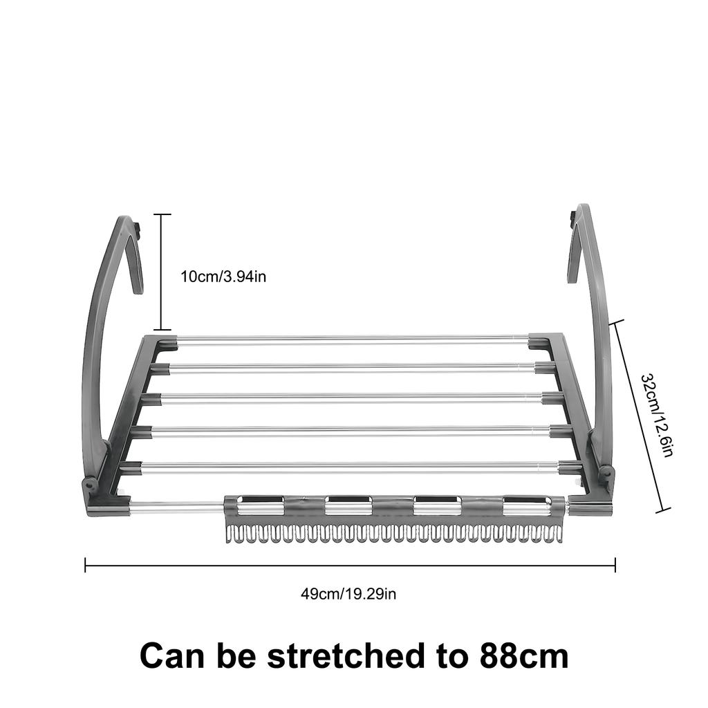 Foldable Clothes Rack with Sock Clips Window Towel Storage Rack Reusable Household Hanging Airer for Balcony Railings Windowsill