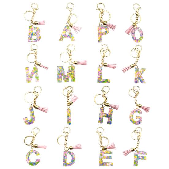 Красочный акриловый брелок с розовыми кистями, декор, буквенная чашка, кулон, брелок для ключей, украшение для бутылки с водой, подарок на день рождения