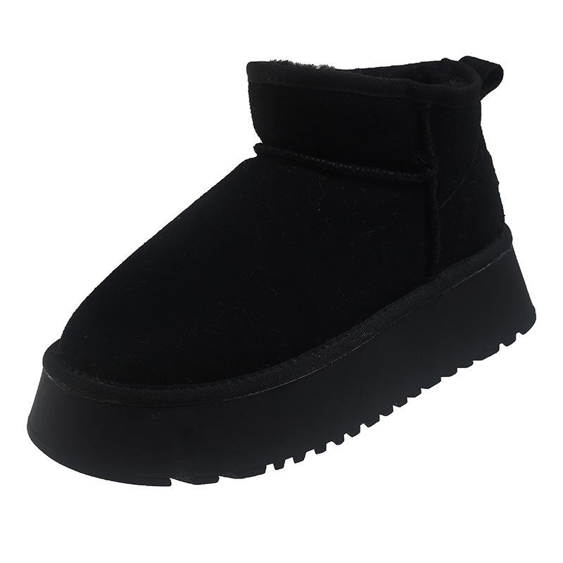 Winter New Thick-soled Suede Velvet Thermal Short Snow Boots Female Internet Celebrity Fashion Casual Student Female Cotton Boots Tide