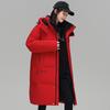 Men Women Winter Mid-Length Down Jacket 90% White Duck Thick Warm Hooded Parka Youth - Black Pink Red