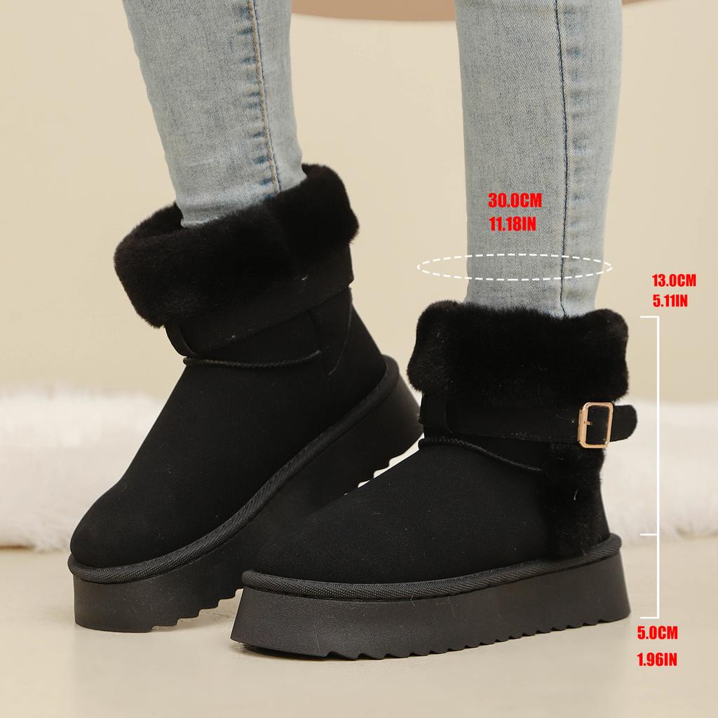 New Fluffy Rabbit Fur Warm Snow Boots for Women Winter Thick Plush Cotton Shoes Woman Faux Suede Non Slip Platform Ankle Boots