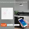 EU Standard 1/2/3 Gang Tuya WiFi Wall Light Switch No Neutral Wire Wireless Control Touch Light Switch 220V Support Amazon Alexa Google Home