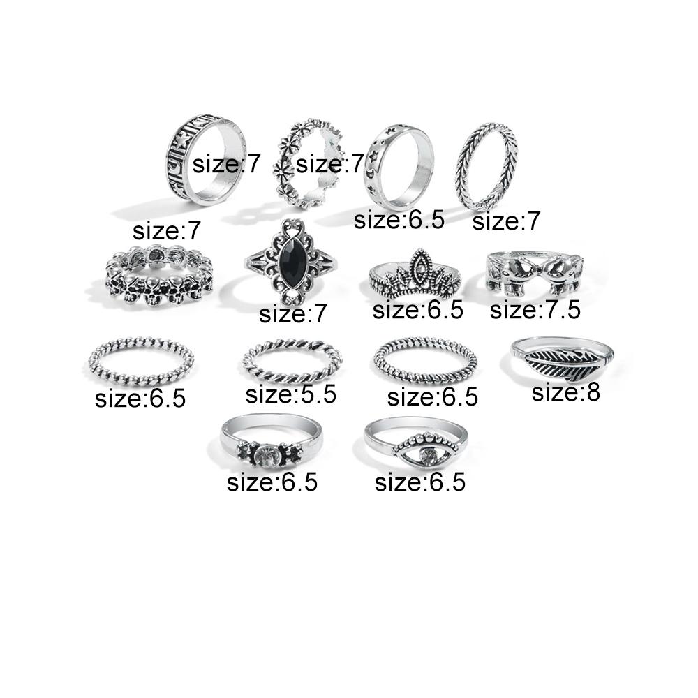 Винтажный комплект колец для женщин, звезда, луна, слон, череп, геометрическое кольцо, ювелирные изделия в стиле хип-хоп