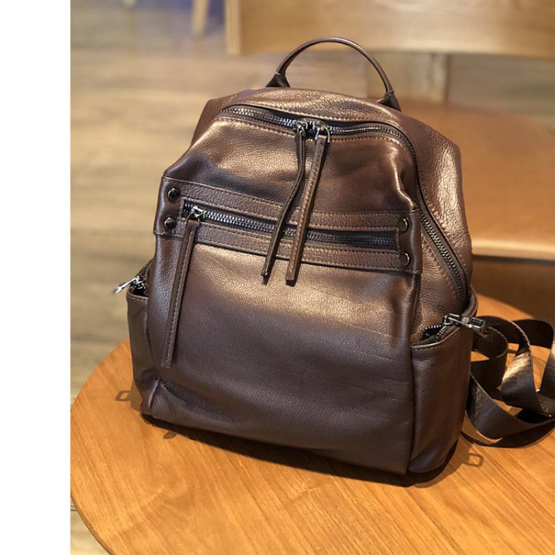 Johnature Высококачественная сумка на плечо из натуральной кожи, женский рюкзак, винтажный рюкзак большой емкости из мягкой яловой кожи, дорожный рюкзак