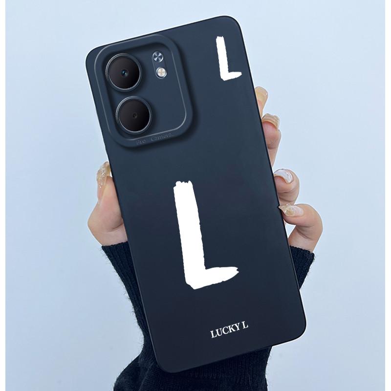 For OPPO A5x CPH2725 Cover Case Lucky Initial Letter Couple Silicone Soft Matte Phone Bumper for Oppo A5x 4G 5G 2025 Casing
