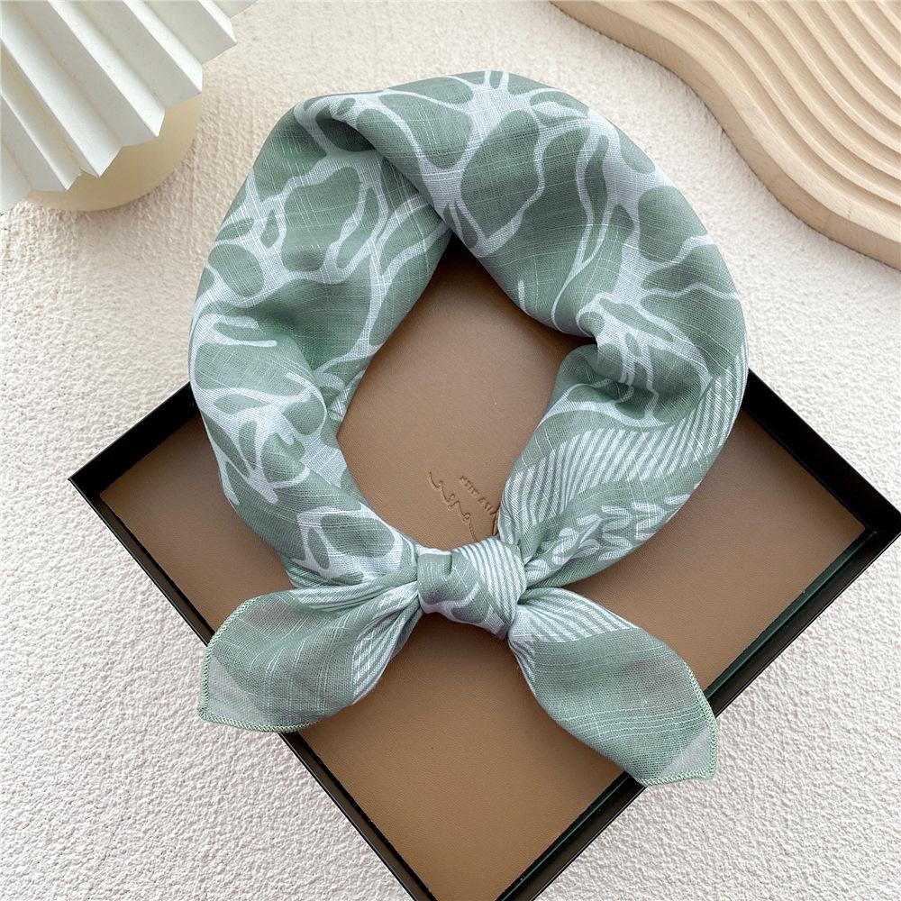 Маленький квадратный шарф из хлопка и льна, шелковый шарф, женский, весна и осень, новый стиль, художественный и универсальный, модный, темпераментный шарф-повязка на голову