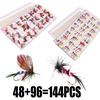 SOUGAYILANG 144Pcs Fly Flies - 48Pcs Wet Fly Flies & 96Pcs Dry Fly Flies