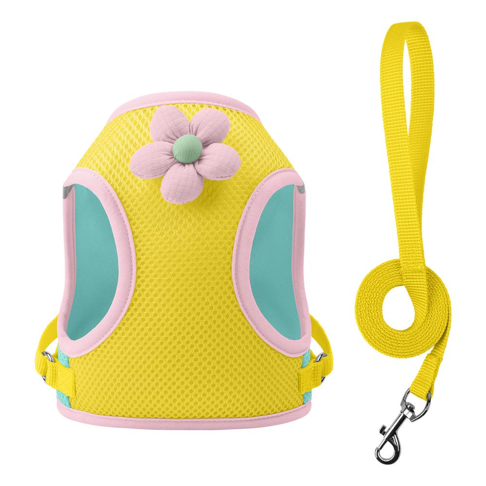 Двухцветный комплект поводков для кошек и собак, летний комплект, светоотражающие дышащие нагрудные ремни для маленьких собак и кошек, аксессуары для домашних животных