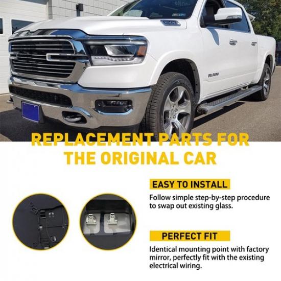 Pair Mirror Glass Heated Driver &Amp; Passenger Side For 2010-21 Dodge Ram 1500 2500