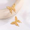 1 Pair of Golden Butterfly Pendant Earrings