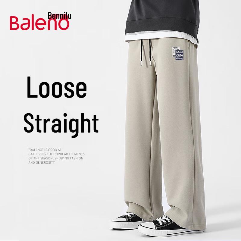Baleno Men's American Retro Pique Cotton Loose Straight Leg Casual Pants