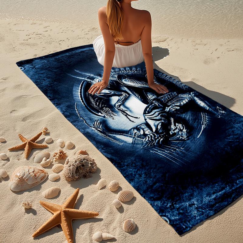 Alien horror Artwork Beach Towel, Super Soft Microfiber, Gift for Her/Him, Birthday, for Pool, Beach, Travel, Home Decor Fan gifts