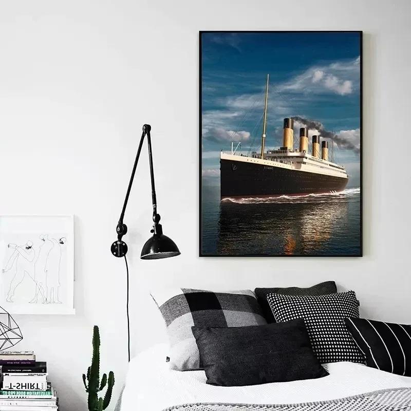 Корабль, который никогда не тонет. Знаковый морской пейзаж. Абстрактный постер и принты "Титаник". Холст, живопись, настенное искусство, картина, домашний декор, подарок