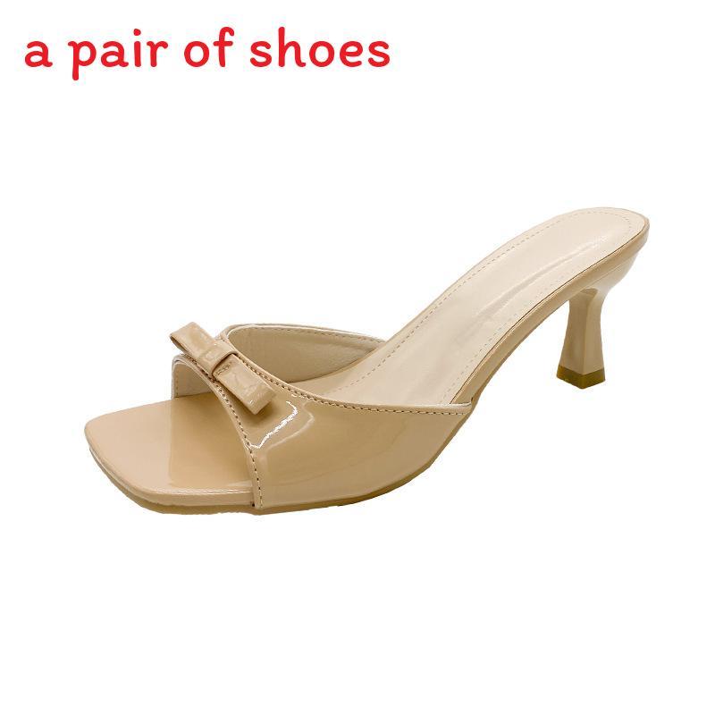 Womens Summer Square Toe Flat Slides With Pu Upper For Daily Comfort