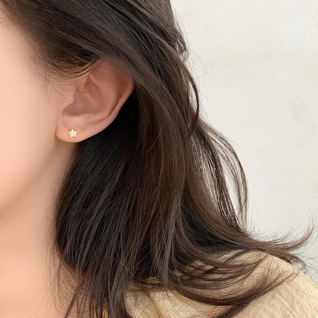 Hot Sale 999 Sterling Silver Exquisite Zircon Star Mini Stud Earrings For Women Charm Party Fashion Fine Jewelry Gifts