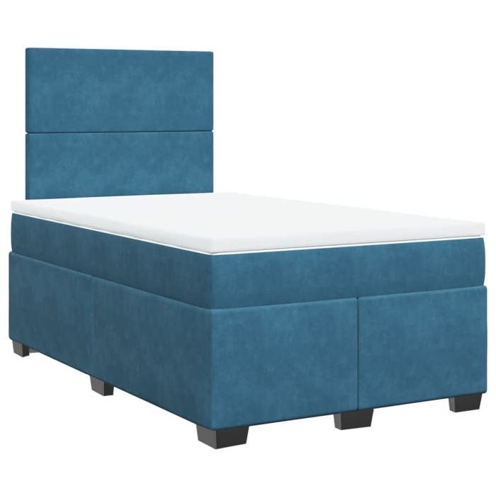Maison Exclusive - Sommier à lattes de lit et matelas bleu 120x190 cm velours